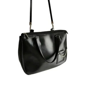 Designer Black Italian Leather Shoulder Bag Purse Roccobarocco Removable Strap